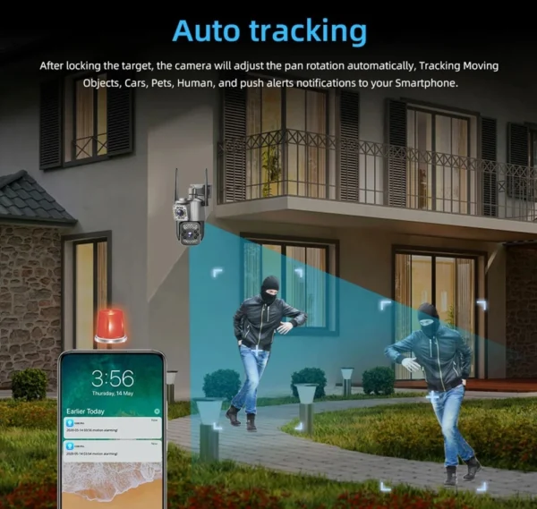 Cámara IP de Seguridad 4G Inteligente para el Hogar, con Doble Lente, Visión Nocturna FHD - Imagen 2