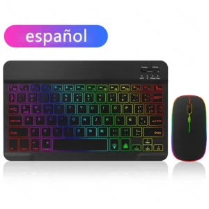 Combo Teclado y Ratón Bluetooth Retroiluminado – Multiplataforma compatible con iOS, Android, Windows e iPad –en Español