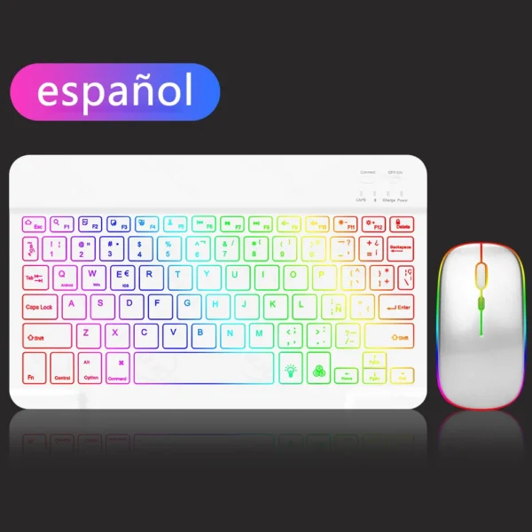 Combo Teclado y Ratón Bluetooth Retroiluminado – Multiplataforma compatible con iOS, Android, Windows e iPad –en Español - Imagen 9